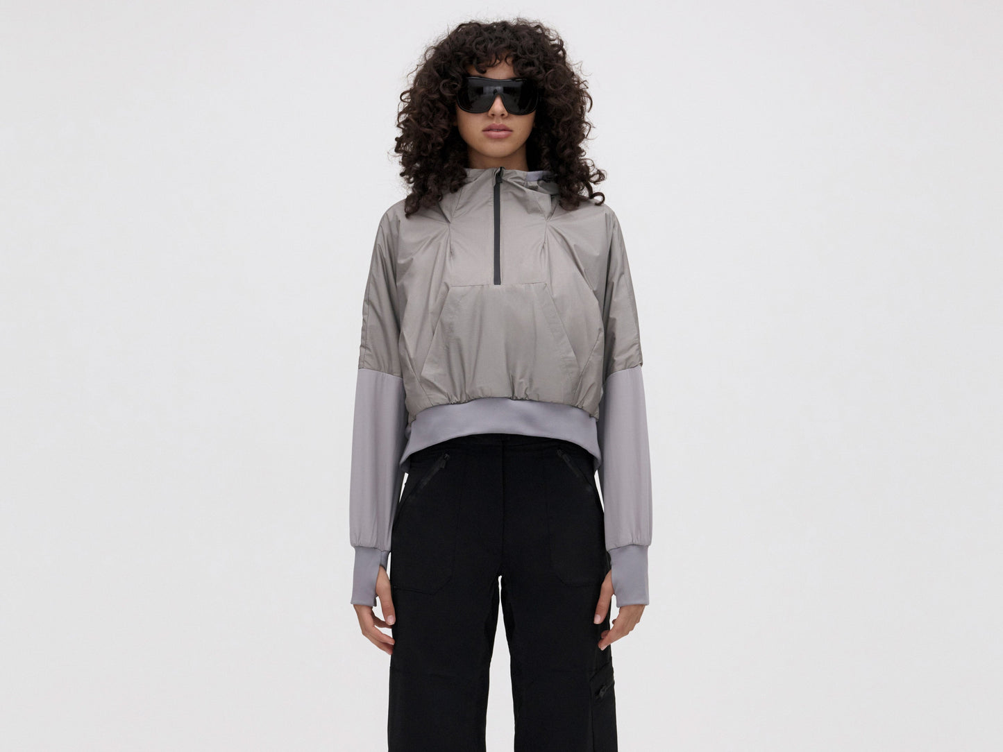 MIDLAYER CROPPED HOODIE - SLATE