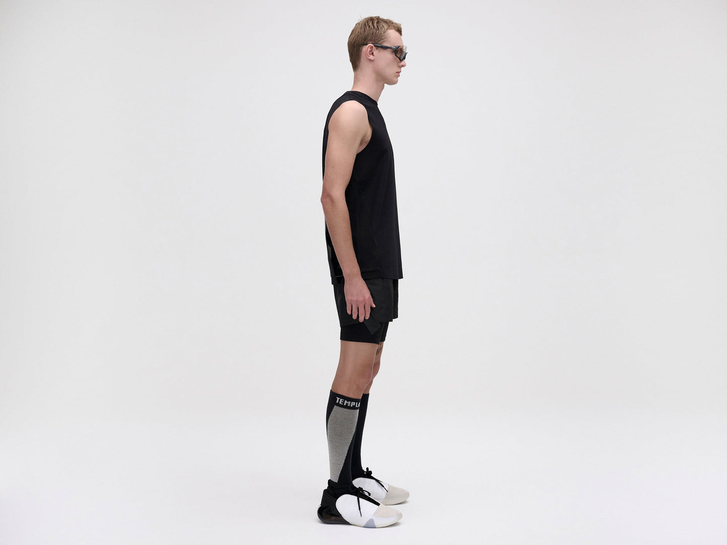 LAYERED TRACK SHORTS - BLACK