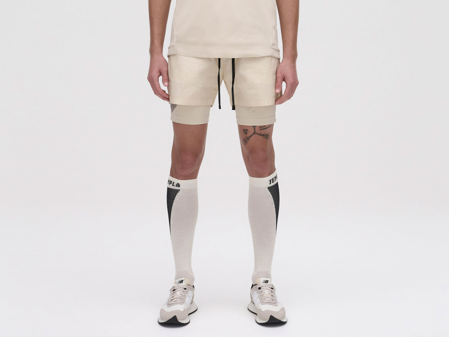 LAYERED TRACK SHORTS - FOG