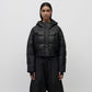 Cropped Leather Down Jacket - Black