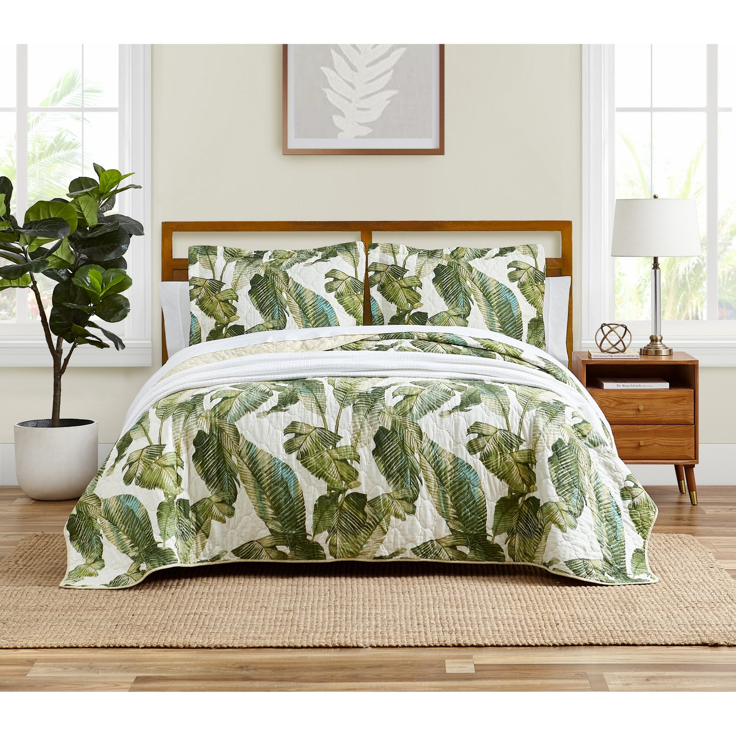 Tommy Bahama Fiesta Palms With Soft Textured Reverse Bedding Green 3 Piece Set