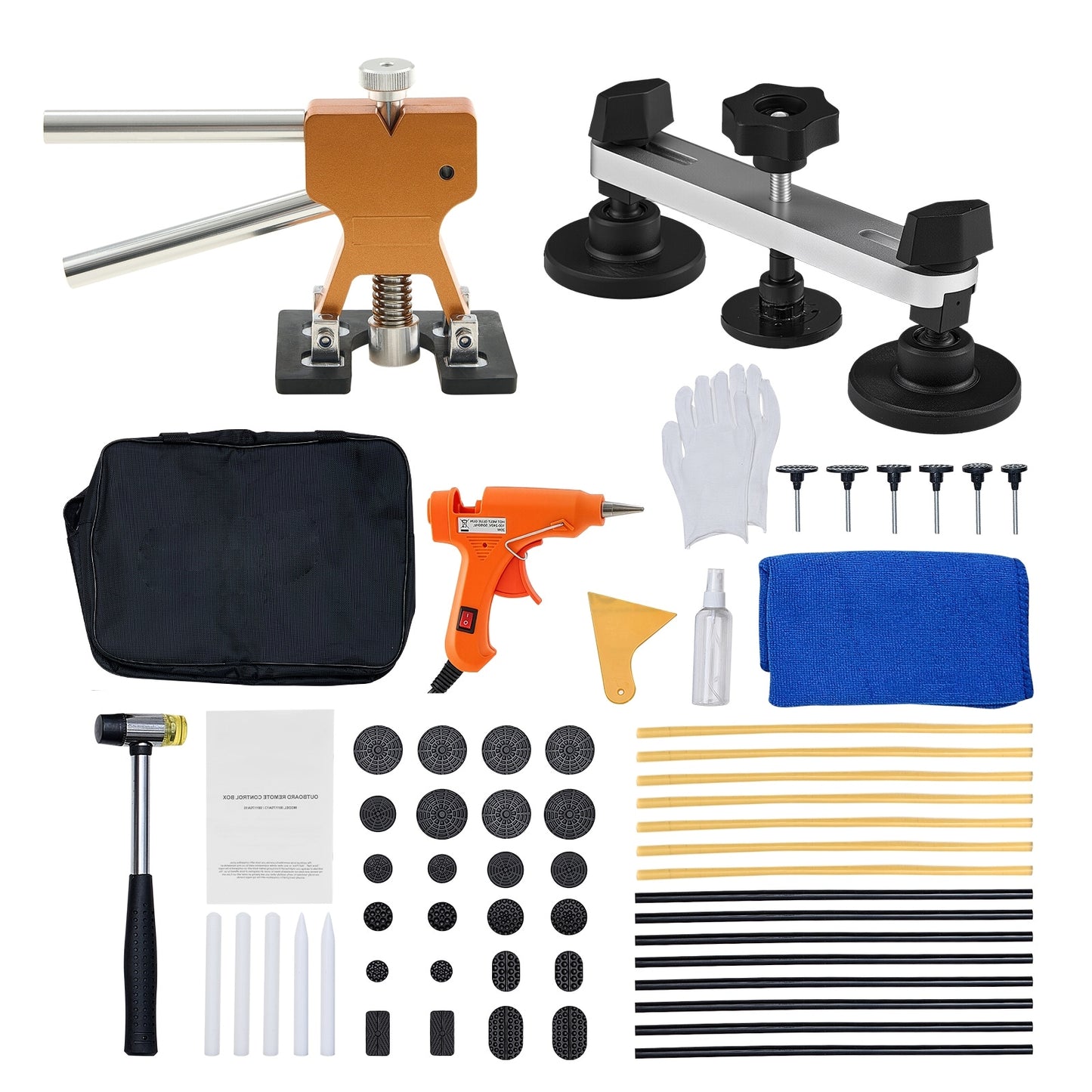 UIMOSO Dent Puller Kit 60 PCS Paintless Dent Removal Kit with Golden Lifter Bridge Puller Rubber Hammer  60PCS