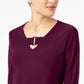 Alfani Women's Buckle-Detail Tunic Dark Red Size Petite Small