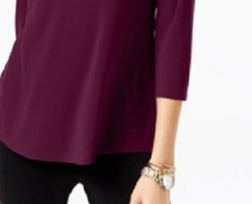 Alfani Women's Buckle-Detail Tunic Dark Red Size Petite Small