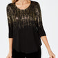 JM Collection Women's Printed Top Yellow Size 0X