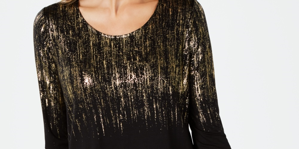 JM Collection Women's Printed Top Yellow Size 0X