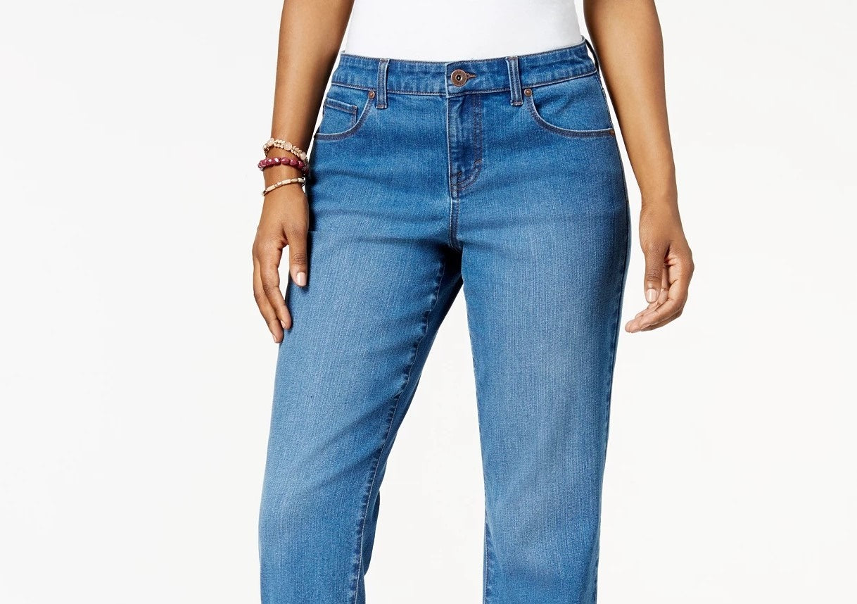 Style & Co Women's Petite Curvy Cuffed Capri Jeans Dark Blue Size 4 P