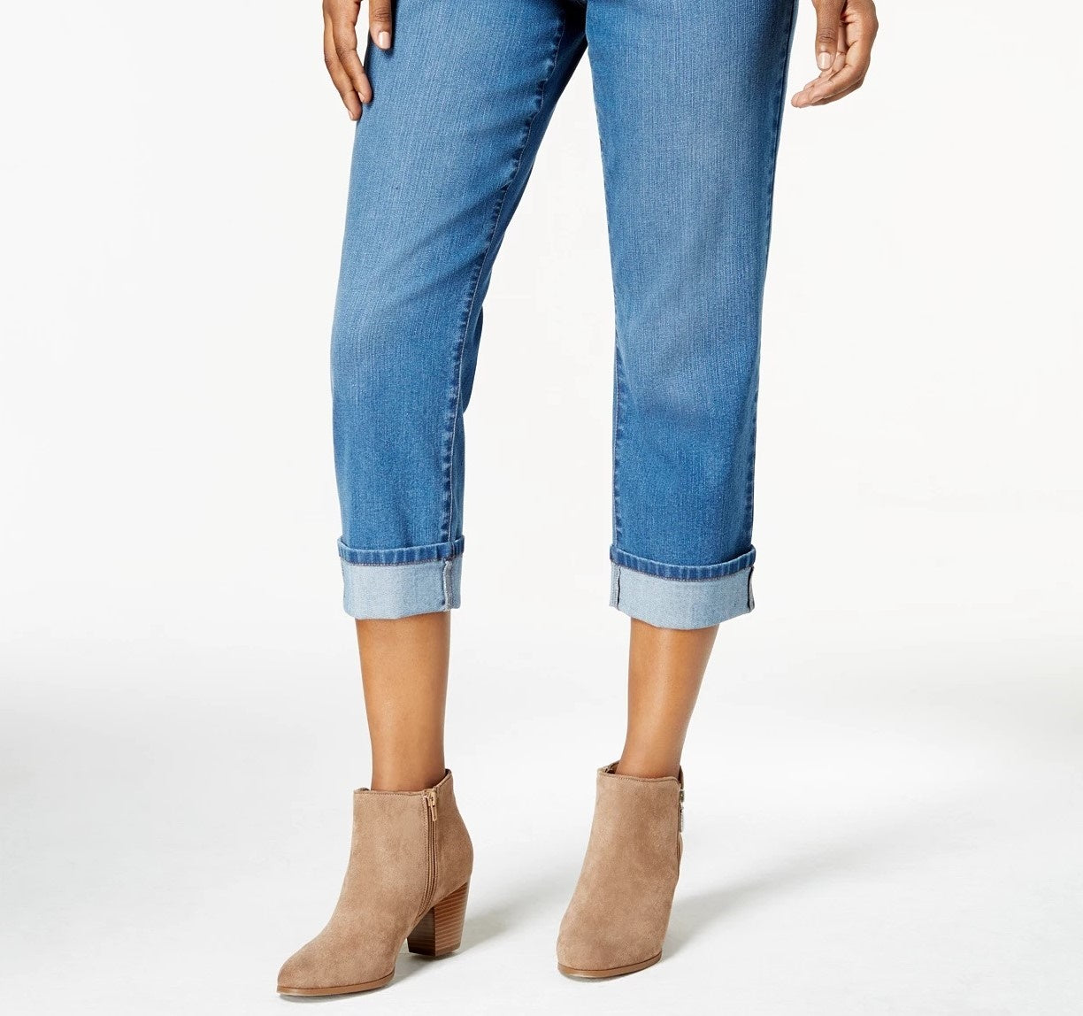 Style & Co Women's Petite Curvy Cuffed Capri Jeans Dark Blue Size 4 P