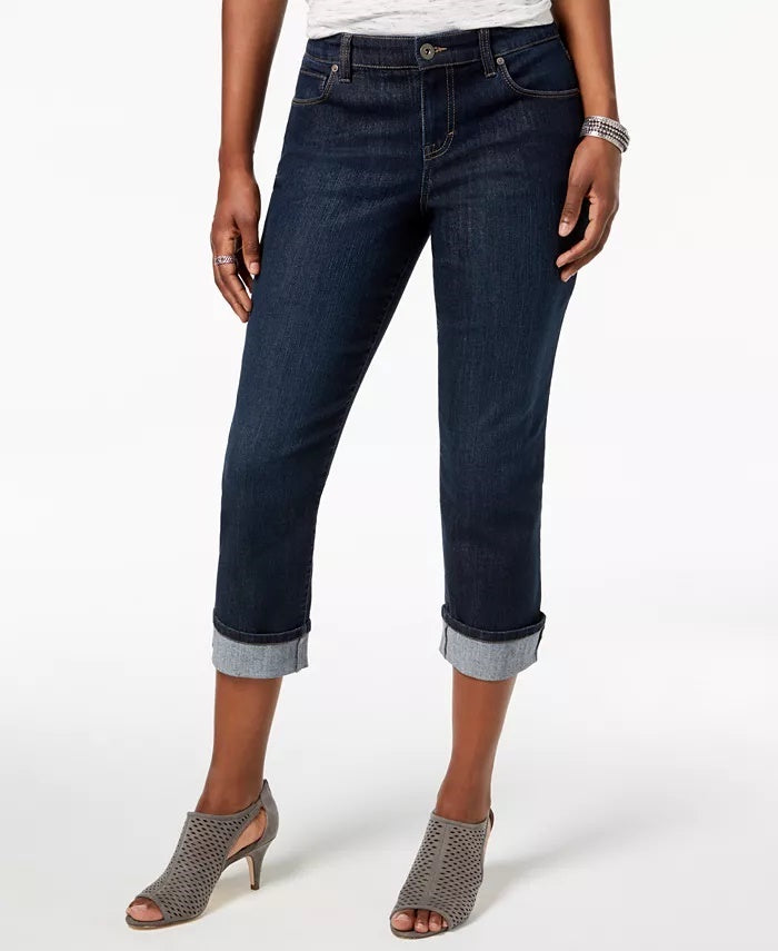 Style & Co Women's Curvy Cuffed Capri Jeans Blue Size 6