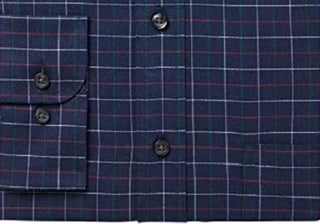 Club Room Men's Classic/Regular Fit Performance Windowpane Dress Shirt Navy Size 15X32-33