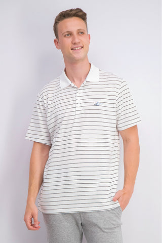 Attack Life By Greg Norman Men's 5 Iron Stripe Polo White Size XXX Large