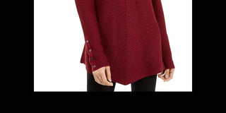 Alfani Women's Metallic Swing Sweater Wine Size Petite Medium