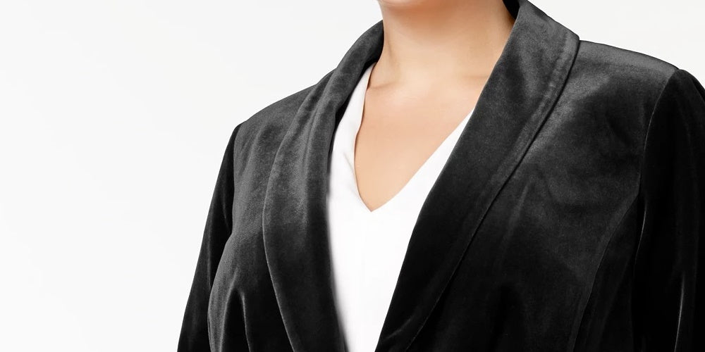 INC International Concepts Women's Plus Velvet Blazer Black Size 1X