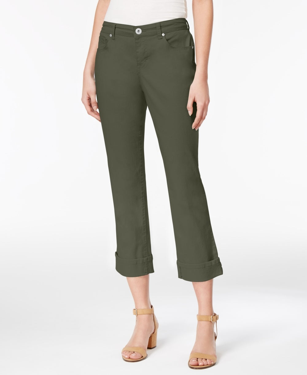 Style & Co Women's Petite Curvy-Fit Capri Jeans Green Size 10 P