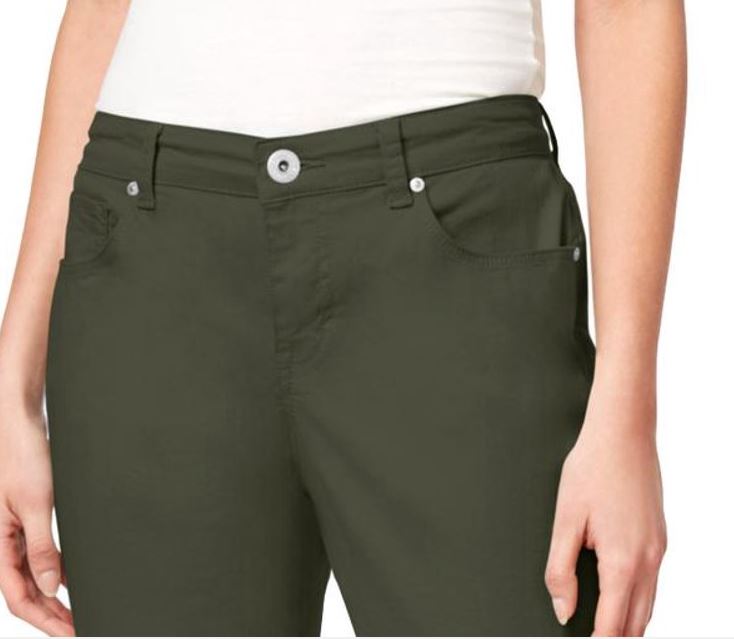 Style & Co Women's Women's Curvy Fit Capri Jeans Green Size 6 Petite