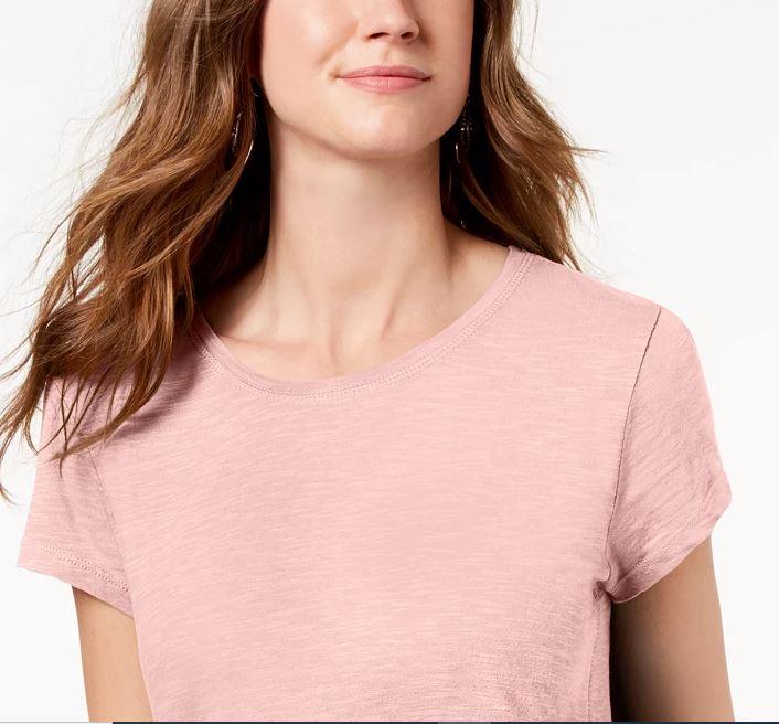 Style & Co Women's Handkerchief Hem T-Shirt Pink Size Small