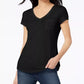 Style & Co Women's Cotton Front-Knot Distressed Blouse Black Size X-Large