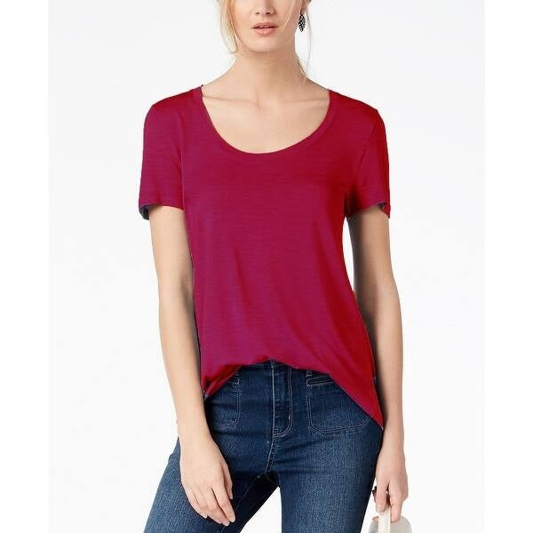 Maison Jules Women's Scoop-Neck T-Shirt Red Size Small