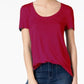 Maison Jules Women's Scoop Neck T-Shirt Red Size Large