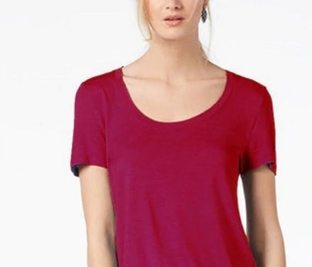 Maison Jules Women's Scoop Neck T-Shirt Red Size Large