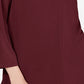 Charter Club Women's Pleat Neck 3/4 Sleeve Top  Wine Size Petite Medium