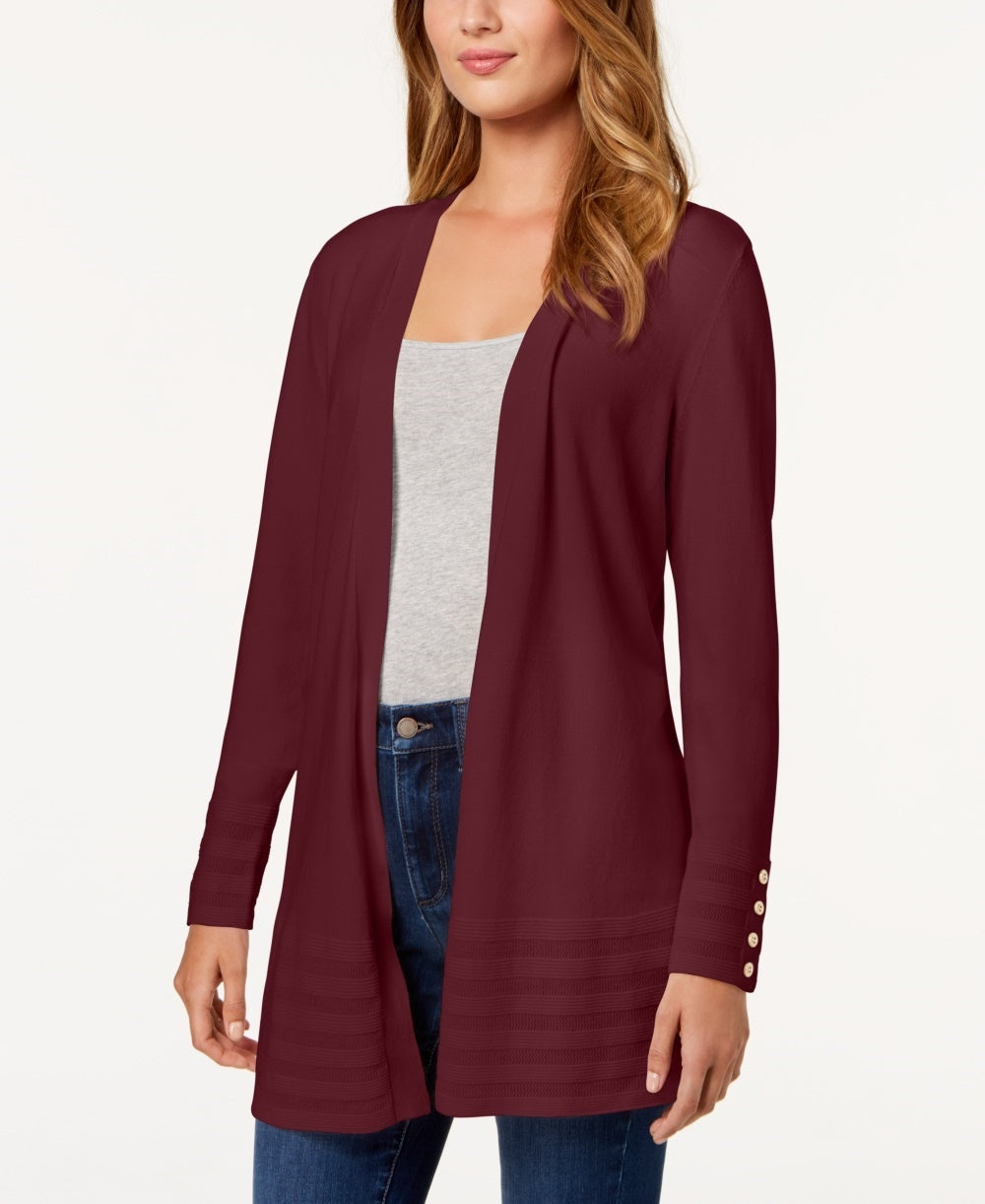 Charter Club Women's Open Front Cardigan Wine Size X-Large