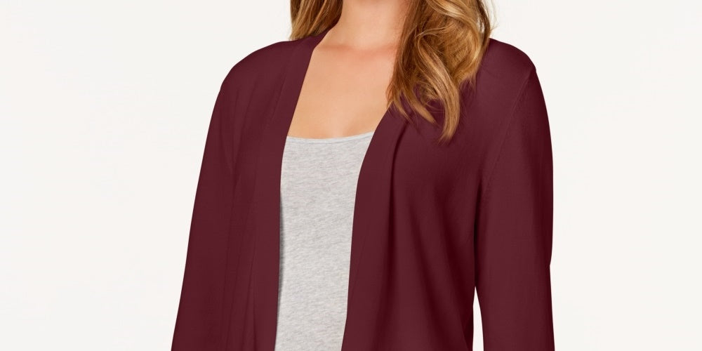 Charter Club Women's Open Front Cardigan Wine Size X-Large
