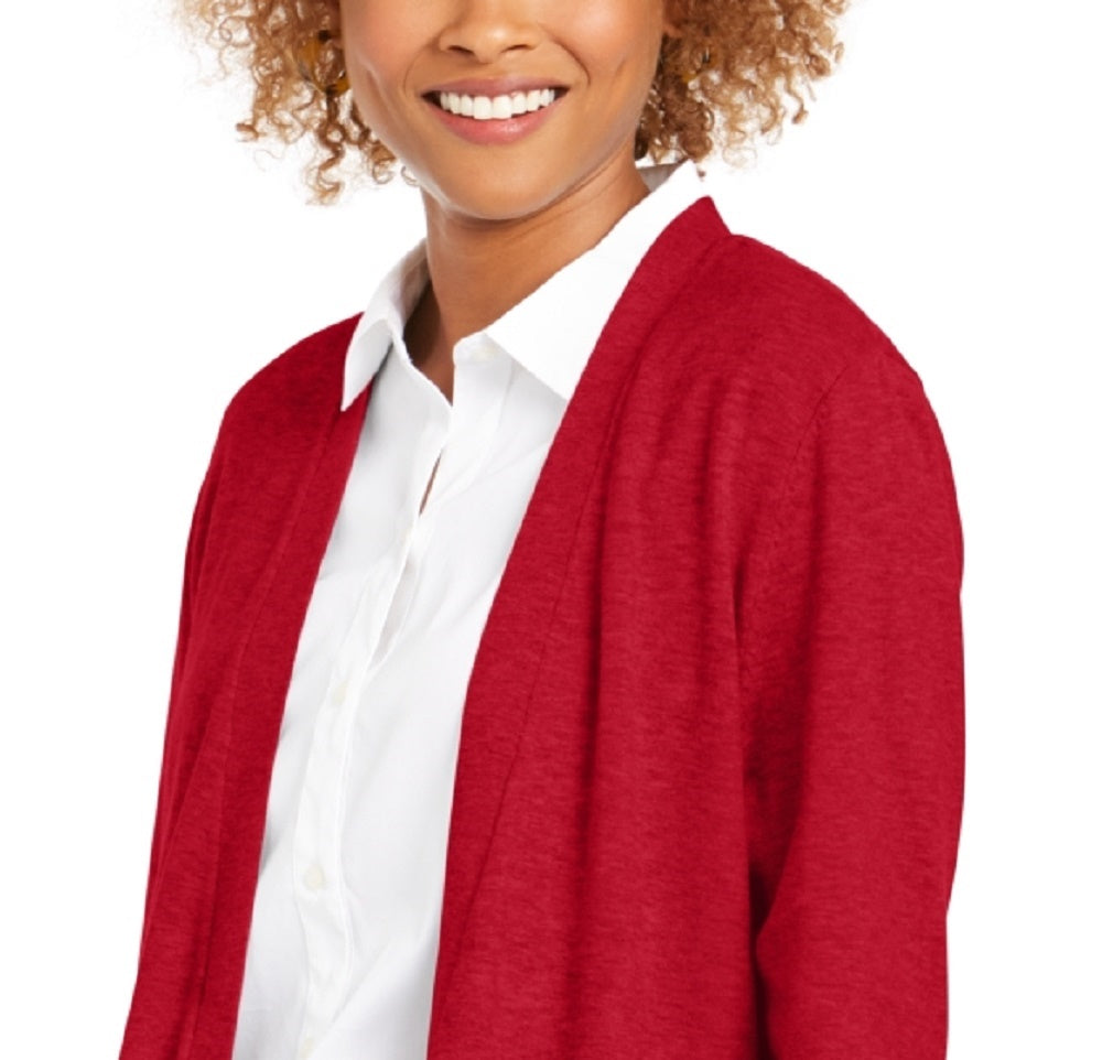 Charter Club Women's Open-Front Cardigan  Red Size X-Small