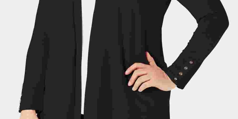 Charter Club Women's Pointelle Trim Completer Cardigan Black Size 1X