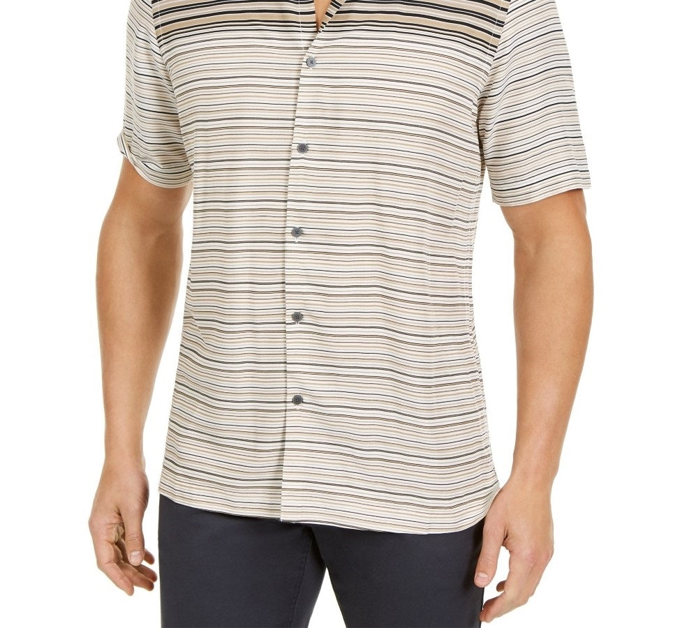 Alfani Men's Gradient Stripe Shirt Brown Size Small