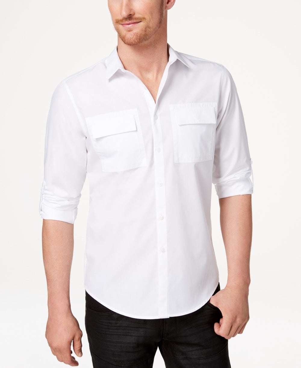 INC International Concepts Men's Utility Shirt White Size X-Small