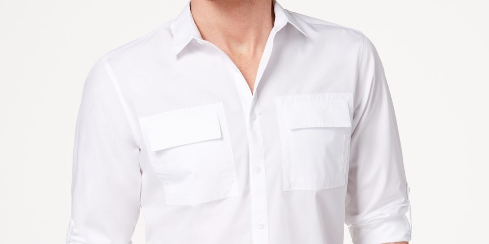 INC International Concepts Men's Utility Shirt White Size X-Small