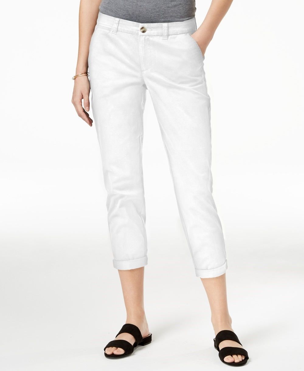 Maison Jules Women's Slim Ankle Pants White Size 0