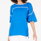 Alfani Women's Piped Flutter Sleeve Top Blue Size Petite Small