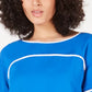 Alfani Women's Piped Flutter Sleeve Top Blue Size Petite Small