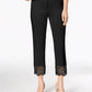Alfani Women's Lace Hem Ankle Pants Black Size 10 Petite