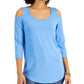 JM Collection Women's Cold-Shoulder Top Blue Size X-Large