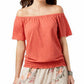 Style & Co Women's Convertible Off-The-Shoulder Top Red Size Small