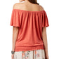 Style & Co Women's Convertible Off-The-Shoulder Top Red Size Small