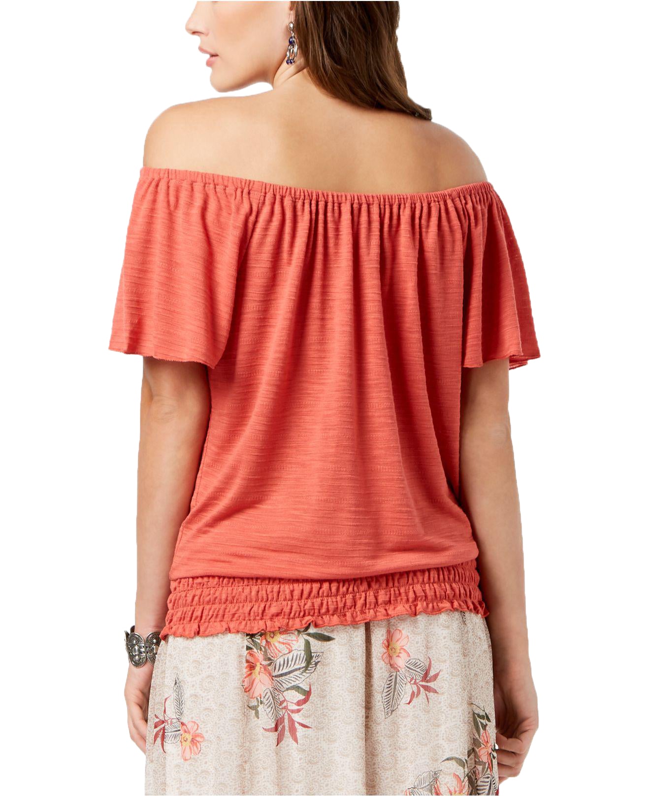 Style & Co Women's Convertible Off-The-Shoulder Top Red Size Small