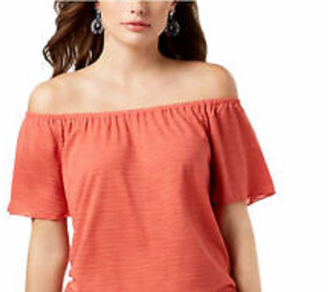 Style & Co Women's Convertible Off-The-Shoulder Top Red Size Small