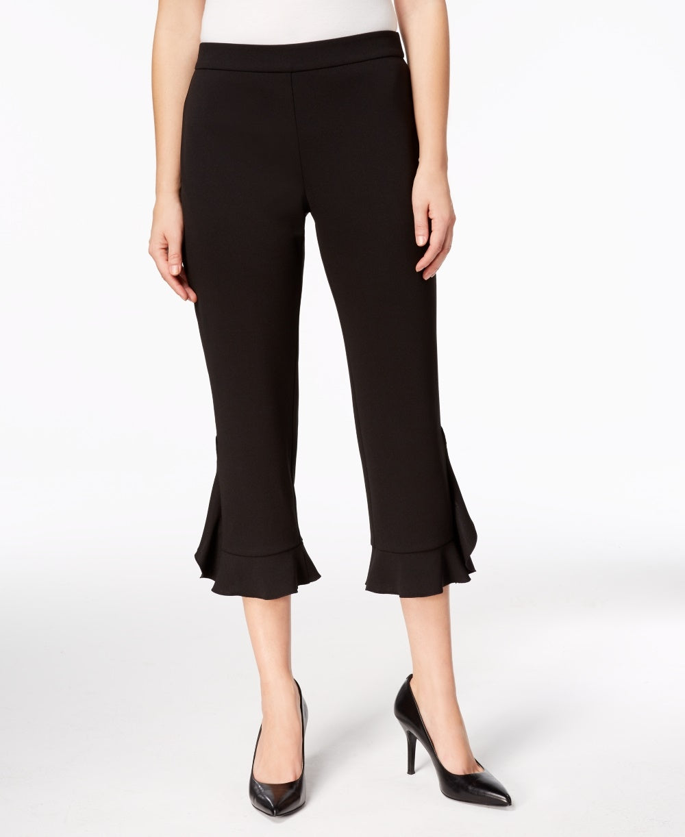 Alfani Women's Ruffle Hem Pants Black Size 6 Petite