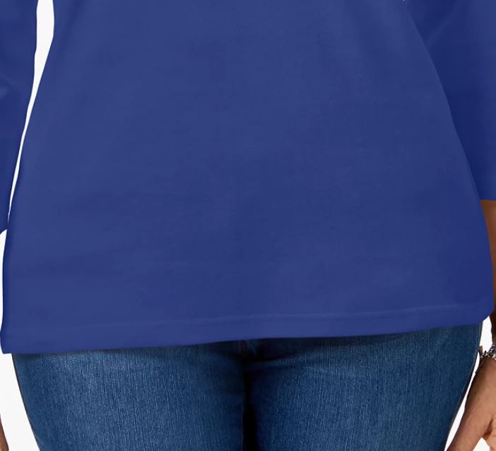 Karen Scott Women's Scoop Neck Top Blue Size Medium