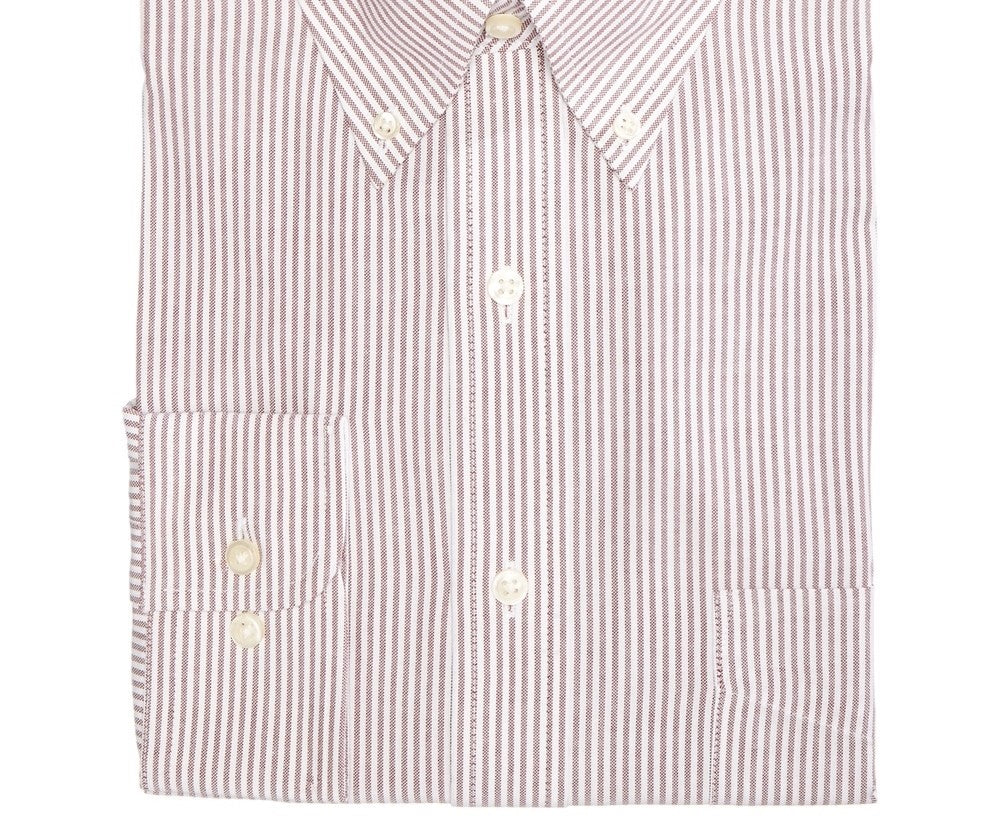 Club Room Men's Classic/Regular Fit Stretch Wrinkle-Resistant University Stripe Dress Shirt  Red Size 34-35