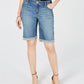 INC International Concepts Women's Curvy Fit Contrast Trim Cuffed Denim Shorts Navy Size 10