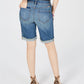 INC International Concepts Women's Curvy Fit Contrast Trim Cuffed Denim Shorts Navy Size 10