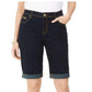 INC International Concepts Women's Curvy-Fit Contrast-Trim Cuffed Denim Shorts Navy Size 6