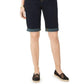 INC International Concepts Women's Curvy-Fit Contrast-Trim Cuffed Denim Shorts Navy Size 6