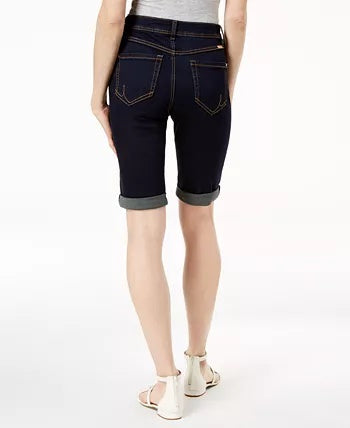 INC International Concepts Women's Curvy-Fit Tikglo Cuffed Denim Shorts Blue Size 8