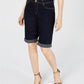 INC International Concepts Women's Curvy-Fit Tikglo Cuffed Denim Shorts Blue Size 8